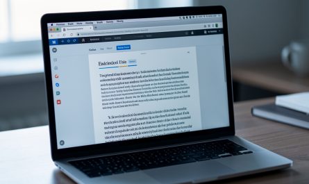 Illustration éditoriale réaliste montrant un écran d’ordinateur avec une page encyclopédique ouverte et un onglet d’historique mis en évidence, avec des repères de dates visuels.